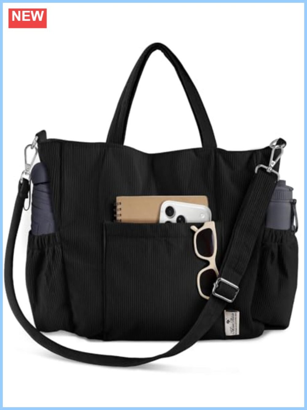 Corduroy Crossbody Tote Bag for Women Fits 15" Laptop